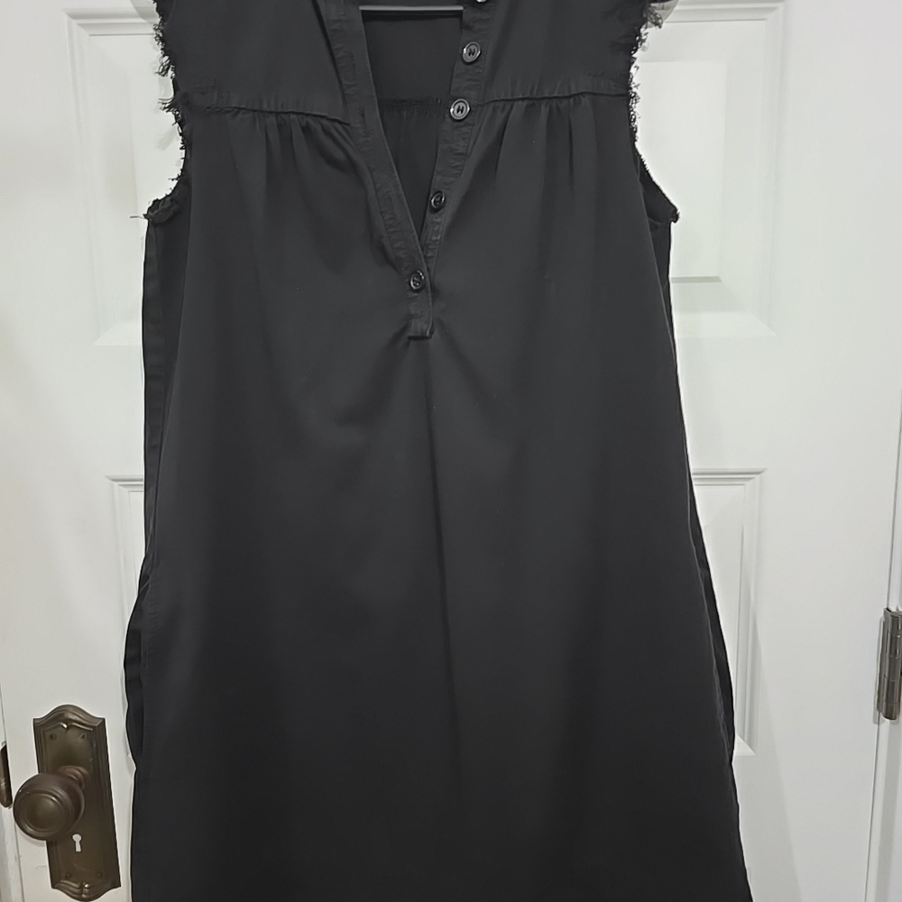 Divided H&M Black Sleeveless Knee Length 100% Cotton Dress‎ With Pockets Sz 8